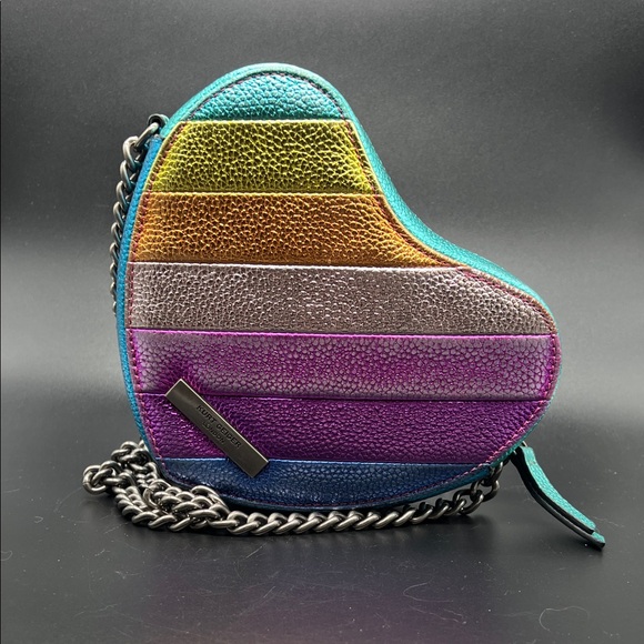 Kurt Geiger Rainbow Striped Heart Crossbody in Multicolor Leather - Picture 6 of 12